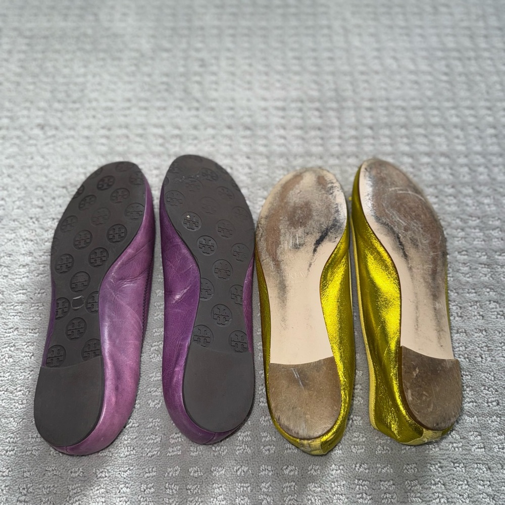 Tory Burch Miller Purple Flats & JCrew vibrant yellow flats - Picture 3 of 16
